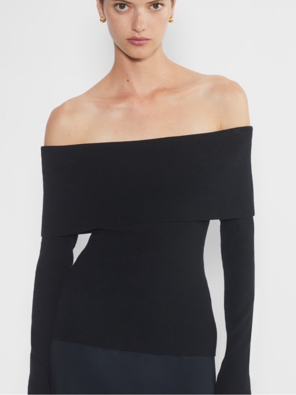 Aritzia Wilfred Nola Off The Shoulder Fold Over Ribbed Sweater